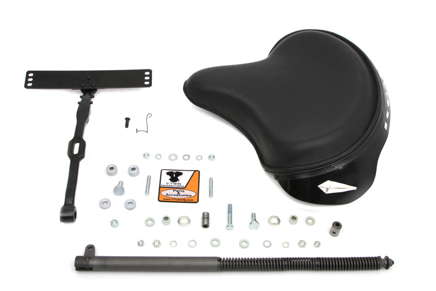 V-Twin Corbin-Gentry Black Leather Deluxe Solo Seat Kit for Harley Davidson W Models