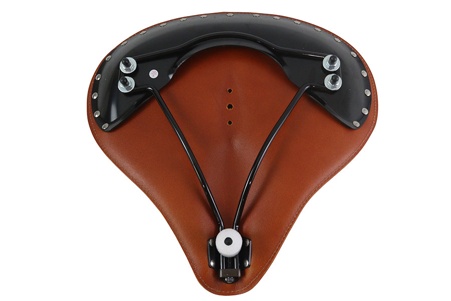 V-Twin 65081 Replica Brown Leather Solo Seat for Harley and Indian Models