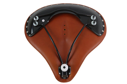 V-Twin 65081 Replica Brown Leather Solo Seat for Harley and Indian Models