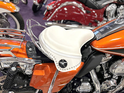 V-Twin White Leather Solo Seat Kit for Harley Davidson FLTP Police and Highway King Models