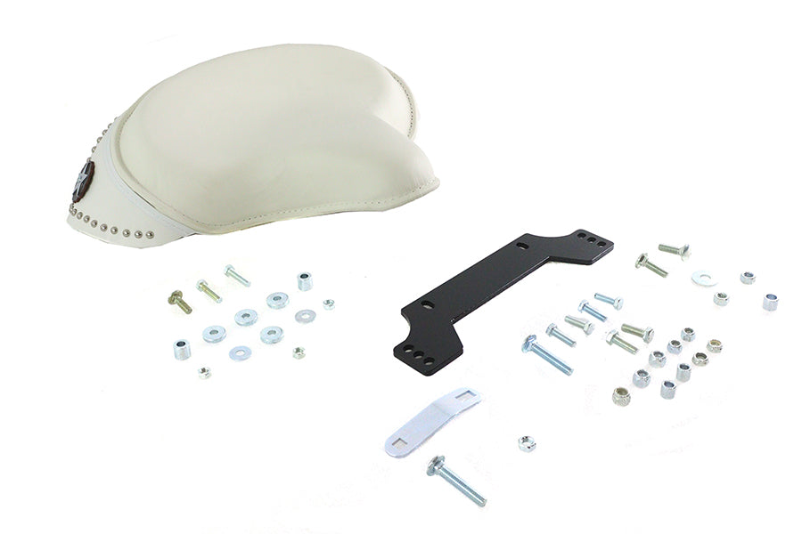 V-Twin White Leather Solo Seat Kit for Harley Davidson FLTP Police and Highway King Models