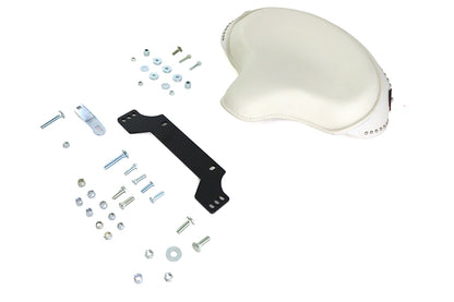 V-Twin White Leather Solo Seat Kit for Harley Davidson FLTP Police and Highway King Models