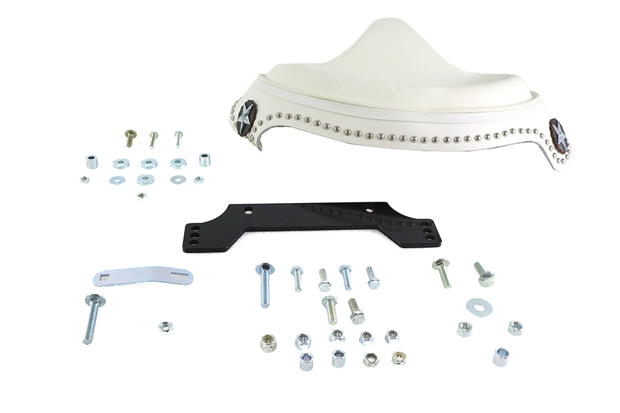 V-Twin White Leather Solo Seat Kit for Harley Davidson FLTP Police and Highway King Models