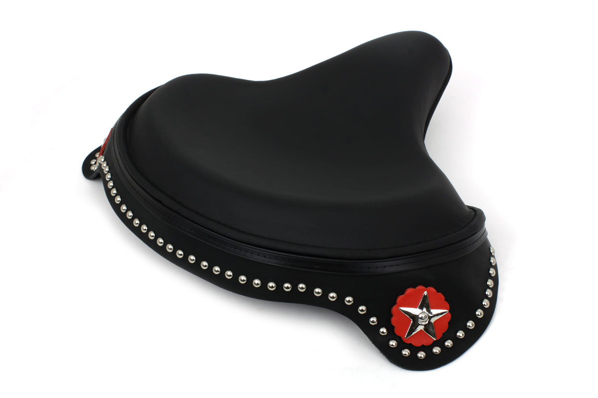 Corbin Gentry Black Leather Solo Seat with Skirt for Harley Davidson EL and FL Models