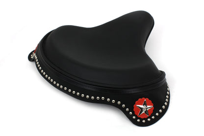 Corbin Gentry Black Leather Solo Seat with Skirt for Harley Davidson EL and FL Models