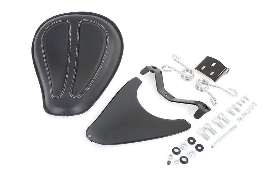 Bates Spring Mount Solo Seat Kit with Black Naugahyde Saddle for Harley Davidson XL Models