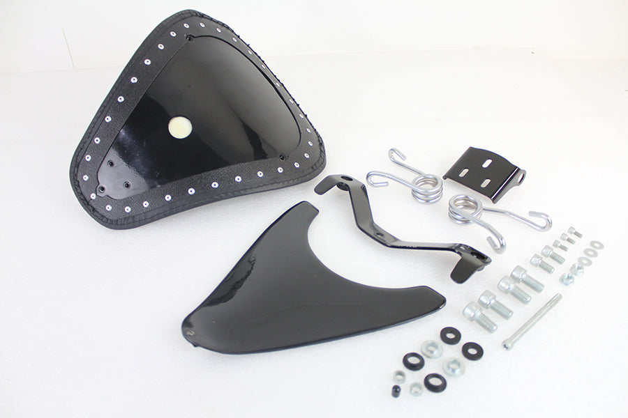 Bates Spring Mount Solo Seat Kit with Black Naugahyde Saddle for Harley Davidson XL Models