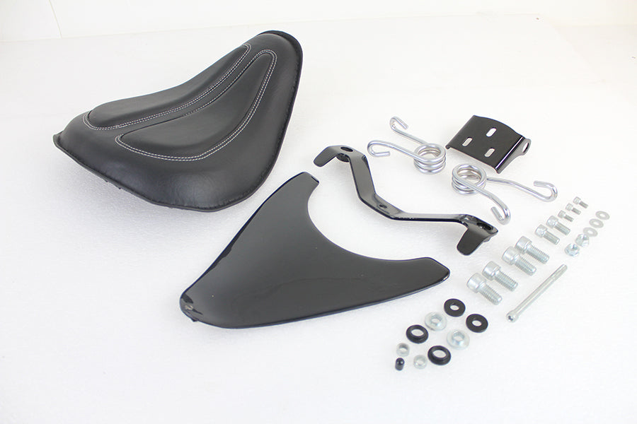 Bates Spring Mount Solo Seat Kit with Black Naugahyde Saddle for Harley Davidson XL Models