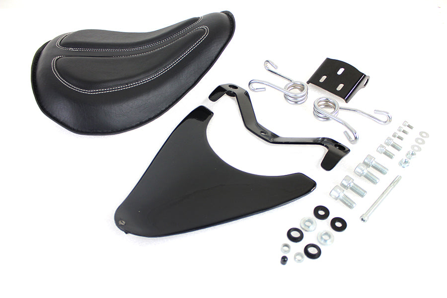 Bates Spring Mount Solo Seat Kit with Black Naugahyde Saddle for Harley Davidson XL Models