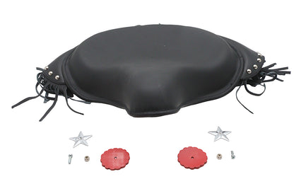 V-Twin Factory Sample Black Deluxe Solo Seat with Fringe Skirt for Harley Davidson Models