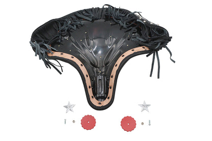 V-Twin Factory Sample Black Deluxe Solo Seat with Fringe Skirt for Harley Davidson Models