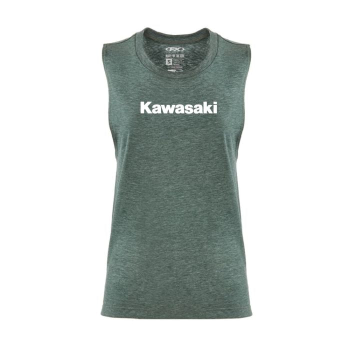 Factory Effex Kawasaki Women's Muscle Tank in Heather Forest Green - Part #27-87154