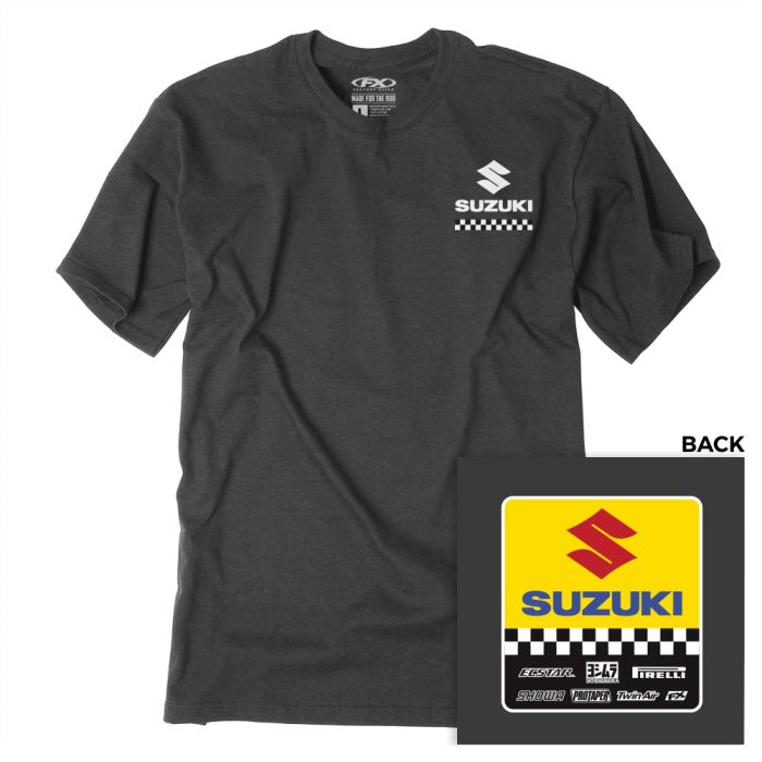 Factory Effex Suzuki Starting Line T-Shirt - HTHR Charcoal, Size Large