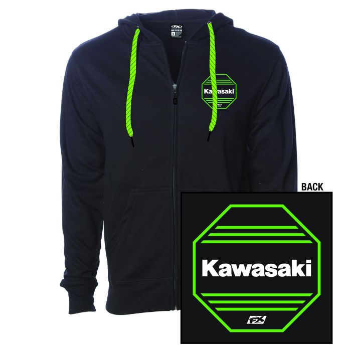 Factory Effex Kawaskaki Octagon Zip-Up Jacket in Black, XL – Durable Motorcycle Gear