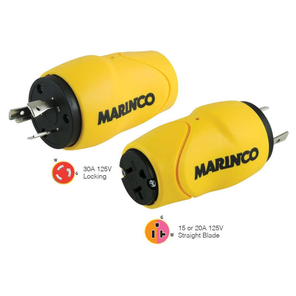 Marinco S30-15 Straight Shore Power Adapter, 30A Male to 15A Female