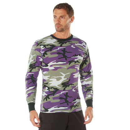 Rothco Long Sleeve Color Camo T-Shirt in Ultra Violet Camo, Size Medium