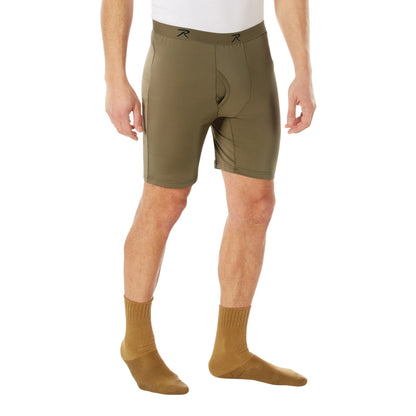 Rothco Long Length Moisture Wicking Performance Boxer Shorts AR 670-1 Coyote Brown Size Small