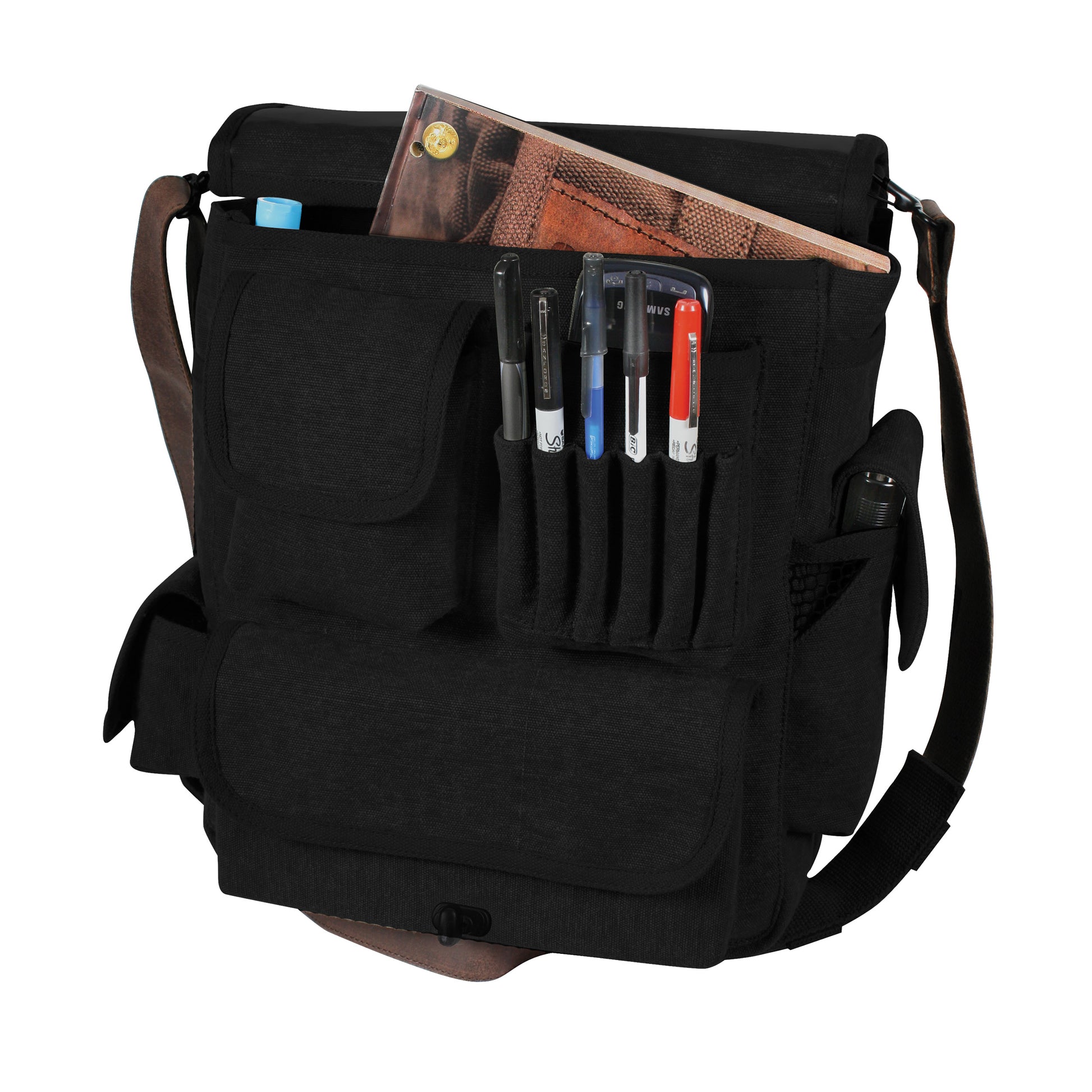 Rothco Vintage M-51 Engineers Bag Black with 16L Capacity and Adjustable Shoulder Strap