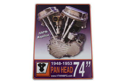 V-Twin Panhead Engine Plaque - 18 x 24 Inch Metal Wall Art