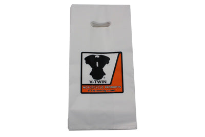 V-Twin White Shop Bag - Official V-Twin Manufacturing Dealer Marketing Bag, Pack of 50
