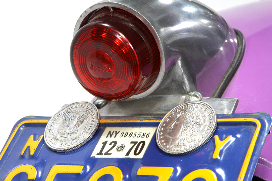 V-Twin Silver Dollar Concho Set - Two-Piece Decorative Emblems with 10/24 inch Studs