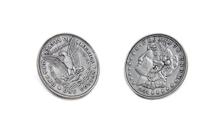 V-Twin Silver Dollar Concho Set - Two-Piece Decorative Emblems with 10/24 inch Studs
