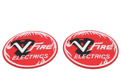 V-Twin V-Fire Patch Set - Authentic Motorcycle Embellishments for Apparel and Gear