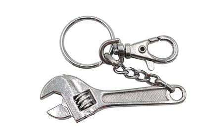 V-Twin Adjustable Wrench Design Keychain - Durable Silver Metal Key Accessory