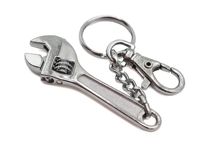V-Twin Adjustable Wrench Design Keychain - Durable Silver Metal Key Accessory