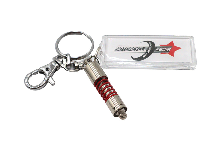 V-Twin Short Shock Absorber Design Keychain - Durable Silver Accessory with Hanging Shock Absorber