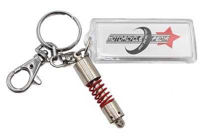 V-Twin Short Shock Absorber Design Keychain - Durable Silver Accessory with Hanging Shock Absorber