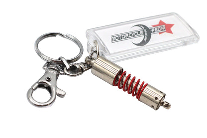V-Twin Short Shock Absorber Design Keychain - Durable Silver Accessory with Hanging Shock Absorber