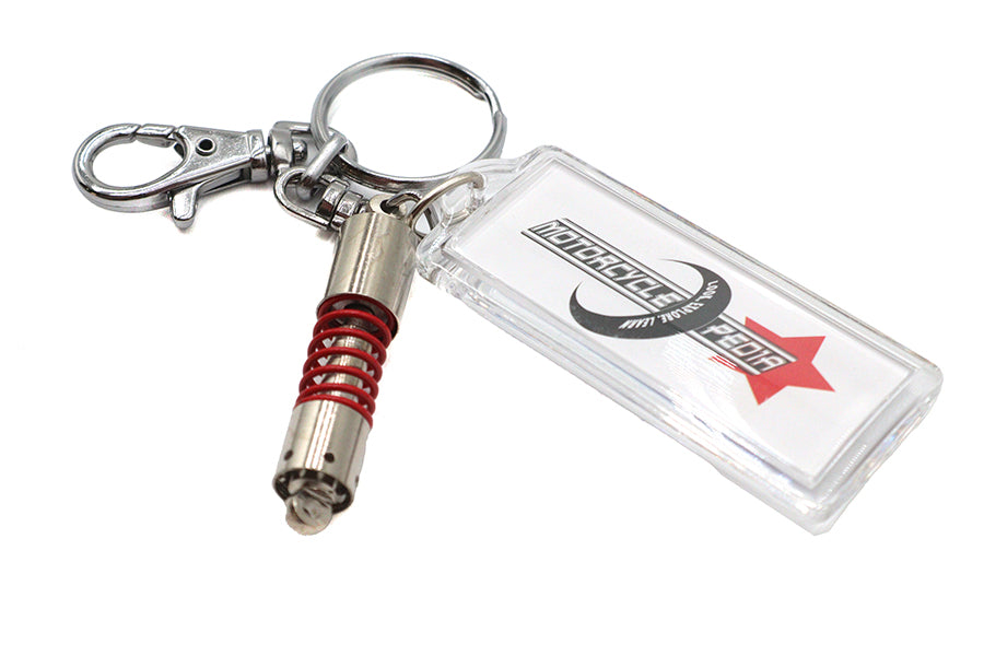 V-Twin Short Shock Absorber Design Keychain - Durable Silver Accessory with Hanging Shock Absorber