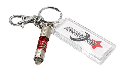 V-Twin Short Shock Absorber Design Keychain - Durable Silver Accessory with Hanging Shock Absorber