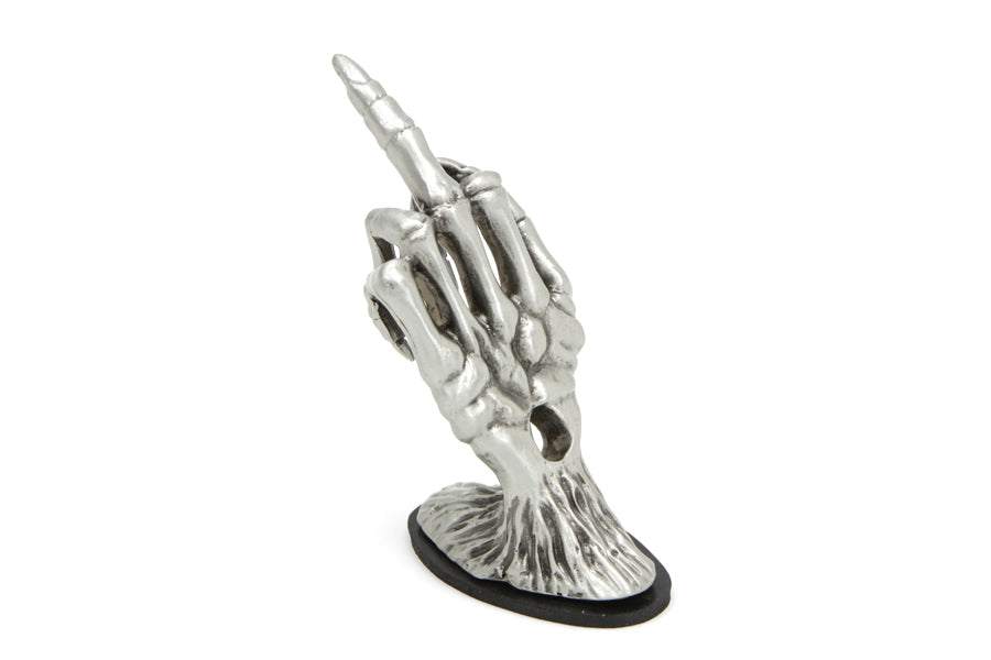 V-Twin Skeleton Hand Fender Ornament - Pewter Finish for Motorcycle Surface Mounting