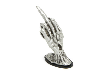 V-Twin Skeleton Hand Fender Ornament - Pewter Finish for Motorcycle Surface Mounting