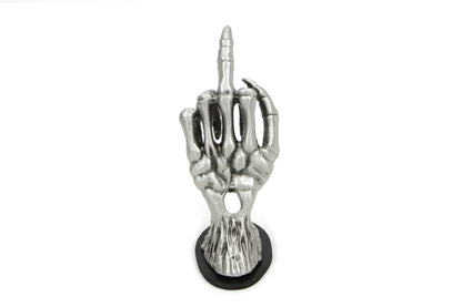 V-Twin Skeleton Hand Fender Ornament - Pewter Finish for Motorcycle Surface Mounting
