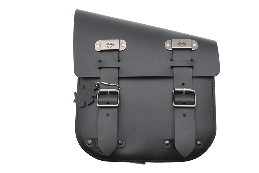 OE Black Leather Two Buckle Saddlebag for Harley Davidson FXST and FLST Models – 450 C.I. Capacity