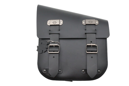 OE Black Leather Two Buckle Saddlebag for Harley Davidson FXST and FLST Models – 450 C.I. Capacity