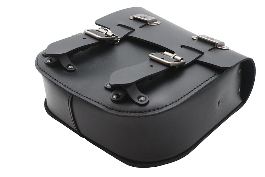 OE Black Leather Two Buckle Saddlebag for Harley Davidson FXST and FLST Models – 450 C.I. Capacity