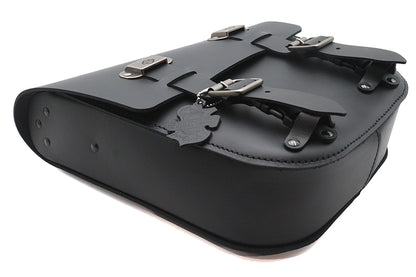 OE Black Leather Two Buckle Saddlebag for Harley Davidson FXST and FLST Models – 450 C.I. Capacity