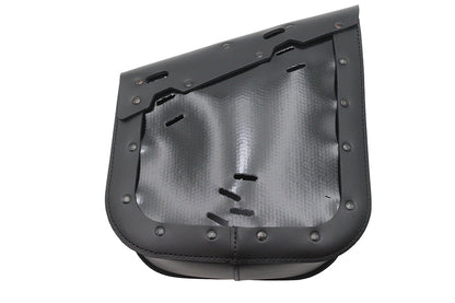 OE Black Leather Two Buckle Saddlebag for Harley Davidson FXST and FLST Models – 450 C.I. Capacity