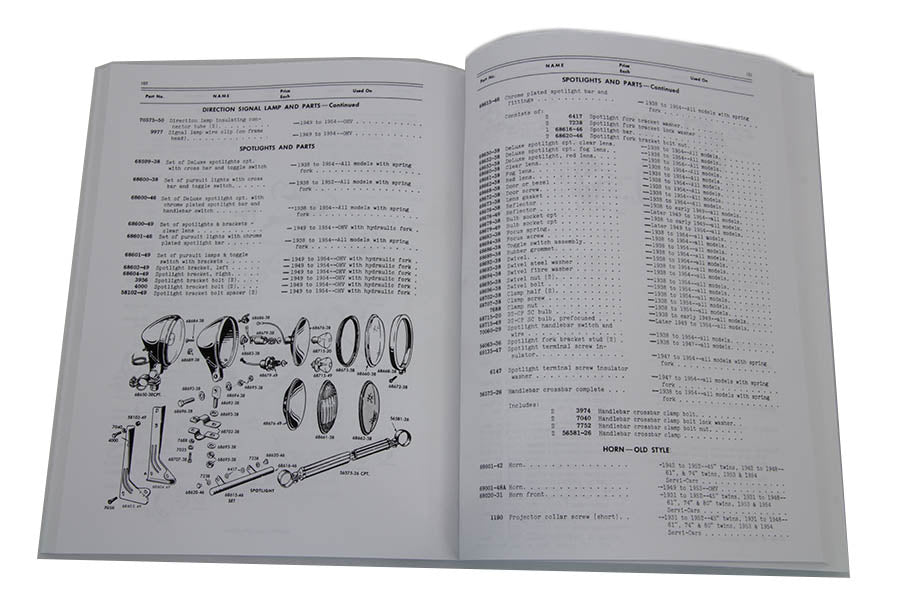 V-Twin 345851-2A 1947-1957 UL-FL SV Knucklehead Spare Parts Book