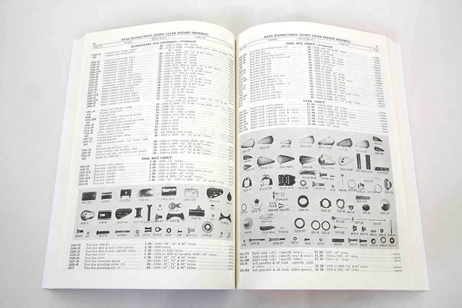 V-Twin 1930-1940 Big Twin Spare Parts Book for Harley Davidson VL and EL Models