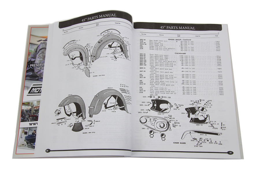 V-Twin 45 W-WL-WR-G Parts Manual for Harley Davidson W Series