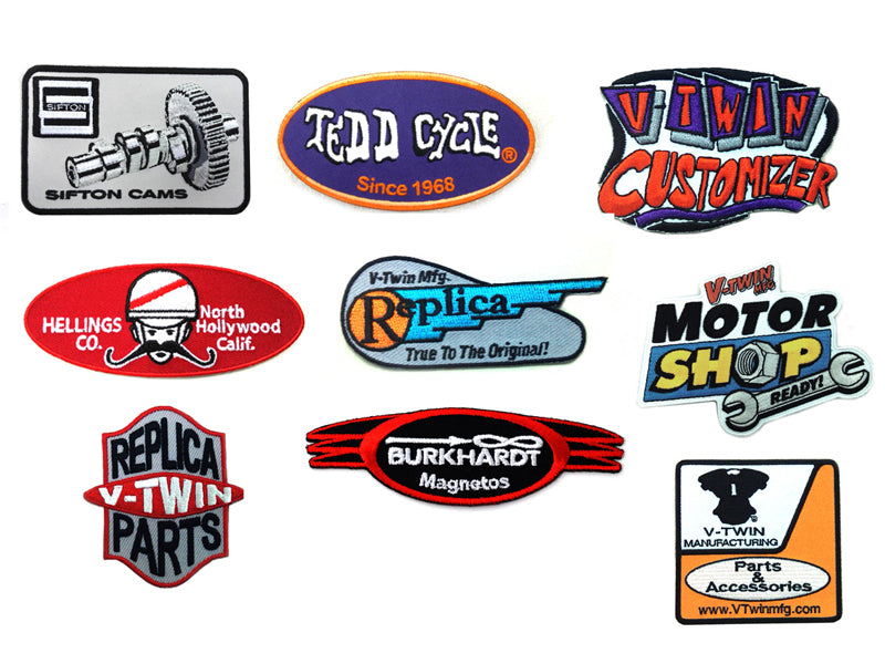 V-Twin Manufacturing Brands Patch Series - 9 Piece Set for Clothing and Accessories