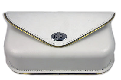 V-Twin White Windshield Pouch with Gold Edge Trim for Harley Davidson FL Models