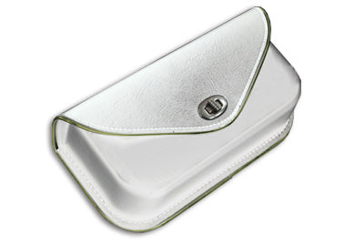 V-Twin White Windshield Pouch with Gold Edge Trim for Harley Davidson FL Models