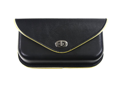 V-Twin Black Windshield Pouch with Gold Edge Trim for Harley Davidson FL Models