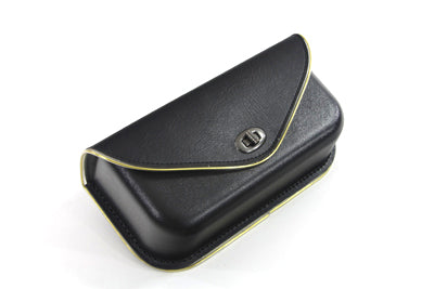 V-Twin Black Windshield Pouch with Gold Edge Trim for Harley Davidson FL Models